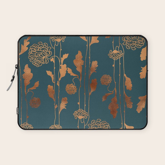 Art Deco Copper Flowers  Laptop Sleeve Gallery Image 1