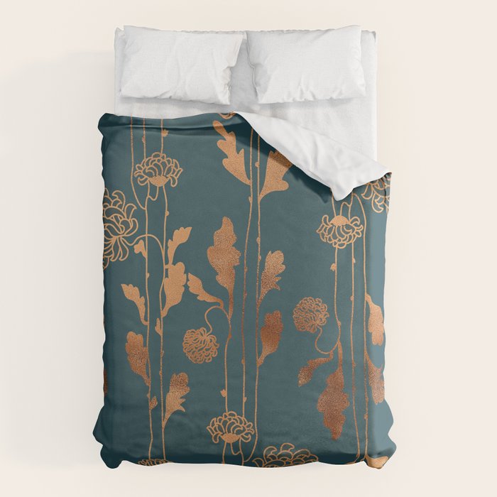 Art Deco Copper Flowers  Duvet Cover Gallery Image 6