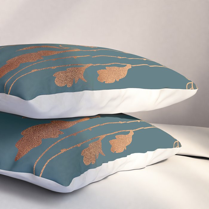 Art Deco Copper Flowers  Pillow Sham Gallery Image 3