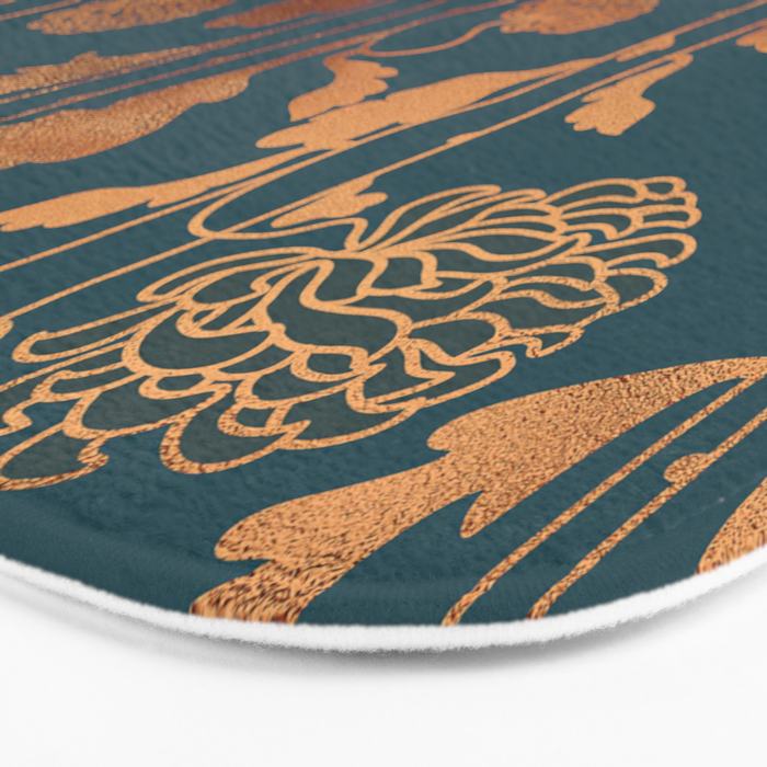 Art Deco Copper Flowers  Bath Mat Gallery Image 3