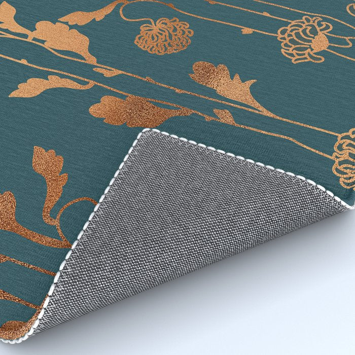 Art Deco Copper Flowers  Rug Gallery Image 4
