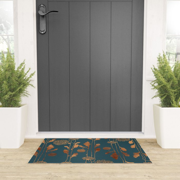 Art Deco Copper Flowers  Welcome Mat Gallery Image 3