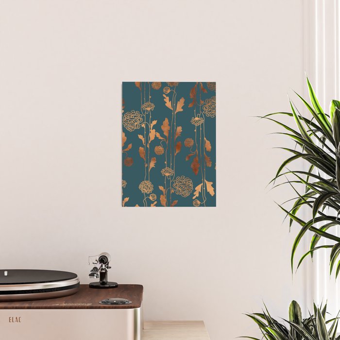 Art Deco Copper Flowers  Poster Gallery Image 2