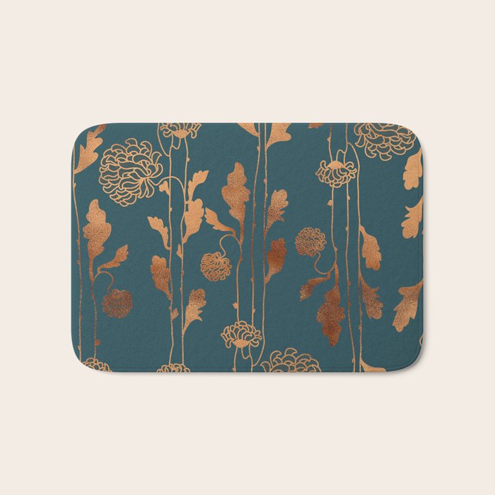 Art Deco Copper Flowers  Bath Mat Gallery Image 1