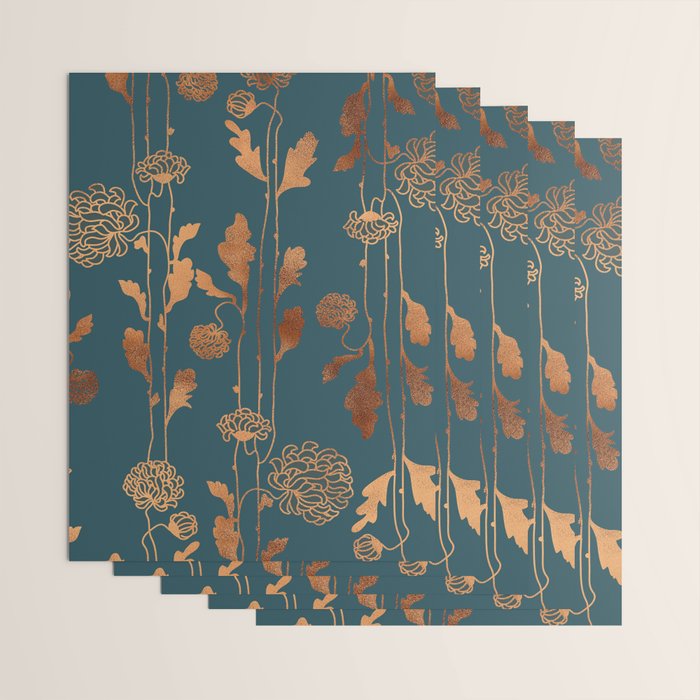 Art Deco Copper Flowers  Wrapping Paper Gallery Image 3