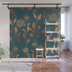 Art Deco Copper Flowers  Wall Mural Gallery Image 1