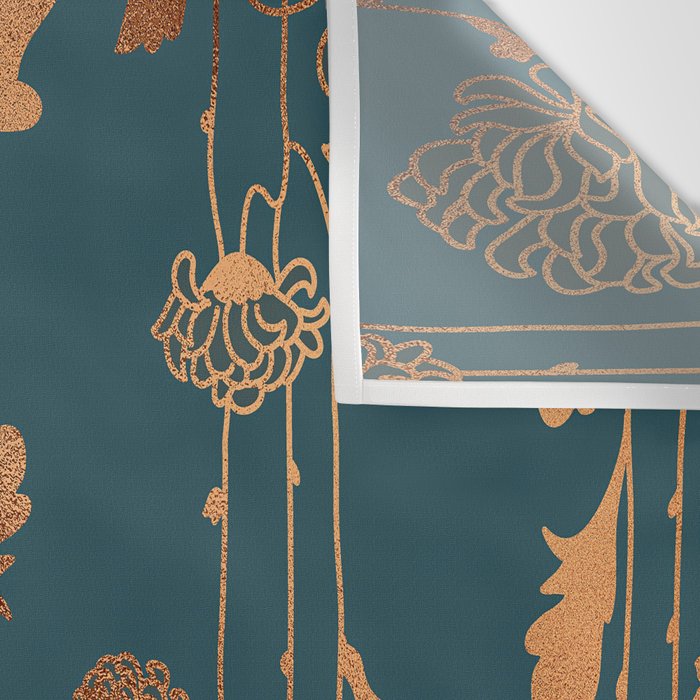 Art Deco Copper Flowers  Wall Tapestry Gallery Image 3