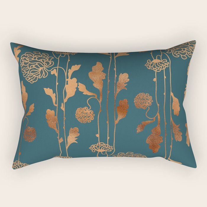 Art Deco Copper Flowers  Rectangular Pillow Gallery Image 1