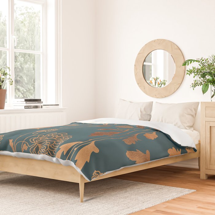 Art Deco Copper Flowers  Duvet Cover Gallery Image 2