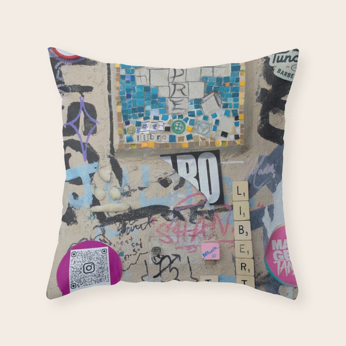 Letters on the wall Throw Pillow Gallery Image 1