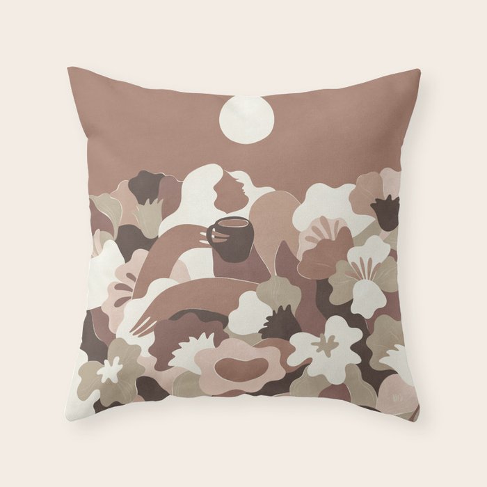Mocha Morning Inspired by PANTONE 17 1230 Mocha Mousse Throw Pillow Gallery Image 1