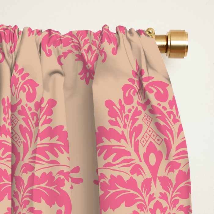 Vintage Pink Damask Pattern Window Curtain Gallery Image 2