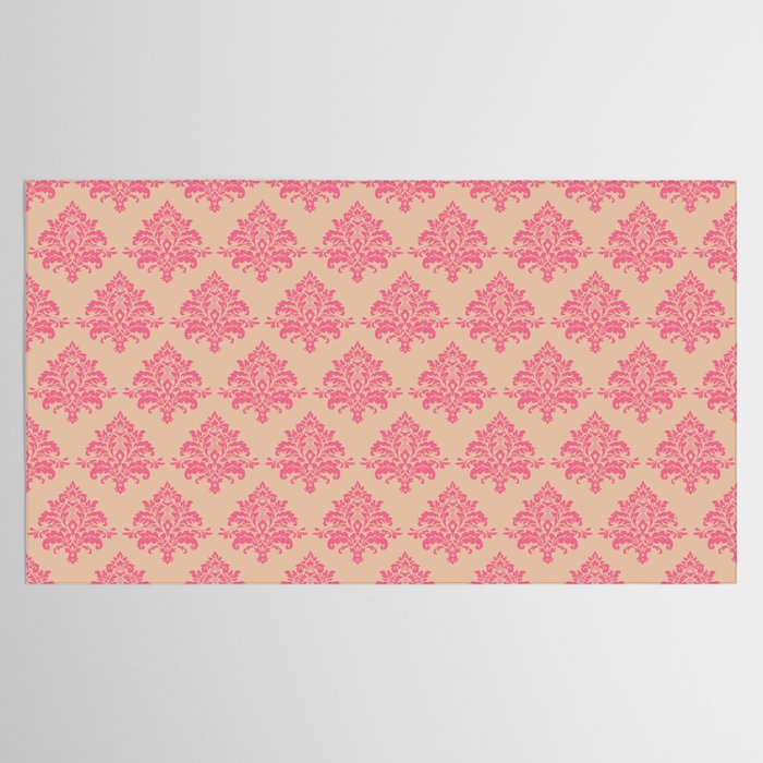 Vintage Pink Damask Pattern Tablecloth Gallery Image 2