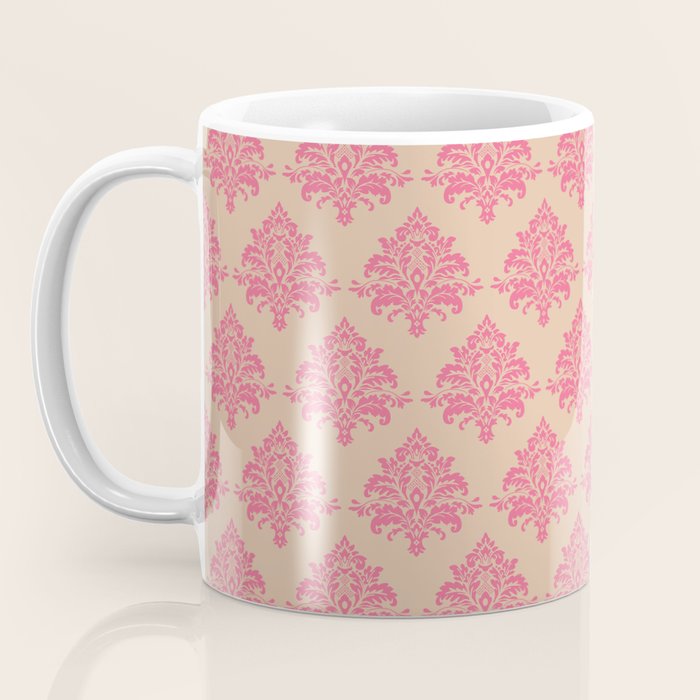 Vintage Pink Damask Pattern Coffee Mug Gallery Image 3