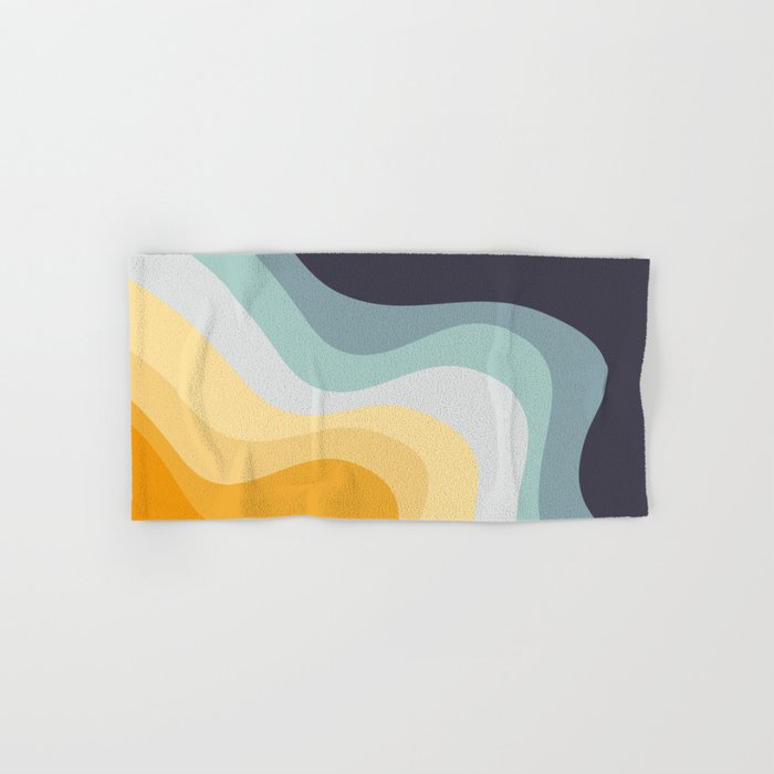 Blue and yellow retro style waves Bath Towel Gallery Image 1