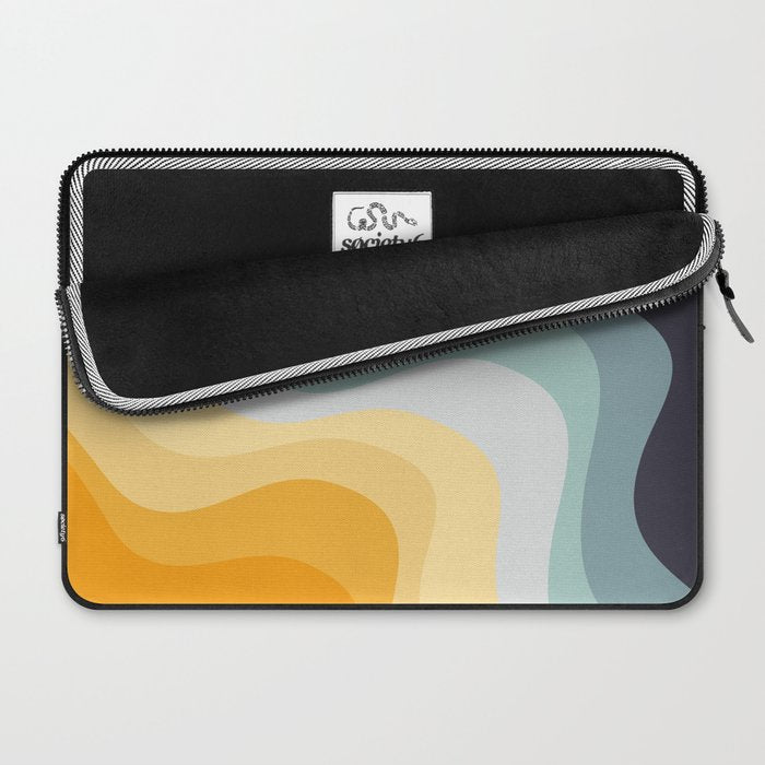 Blue and yellow retro style waves Laptop Sleeve Gallery Image 2