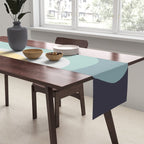 Blue and yellow retro style waves Table Runner Gallery Image 2