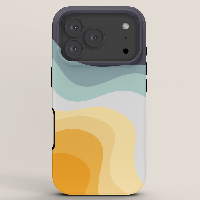 Blue and yellow retro style waves iPhone Case Gallery Image 7