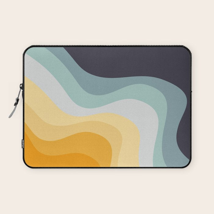 Blue and yellow retro style waves Laptop Sleeve Gallery Image 1