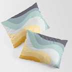 Blue and yellow retro style waves Pillow Sham Gallery Image 3