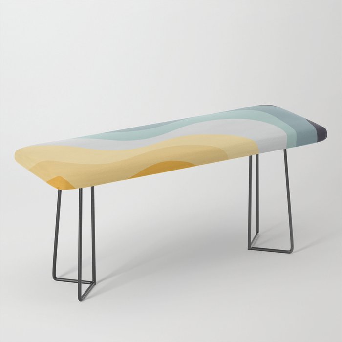 Blue and yellow retro style waves Bench Gallery Image 1