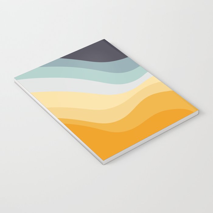 Blue and yellow retro style waves Notebook Gallery Image 3