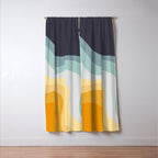 Blue and yellow retro style waves Window Curtain Gallery Image 3