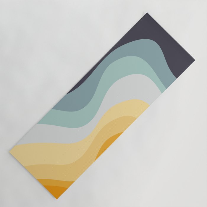 Blue and yellow retro style waves Yoga Mat Gallery Image 1