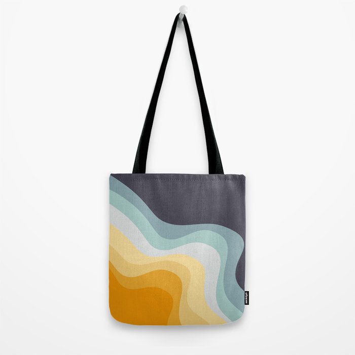 Blue and yellow retro style waves Tote Bag Gallery Image 2