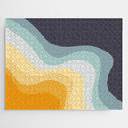 Blue and yellow retro style waves Jigsaw Puzzle Gallery Image 1