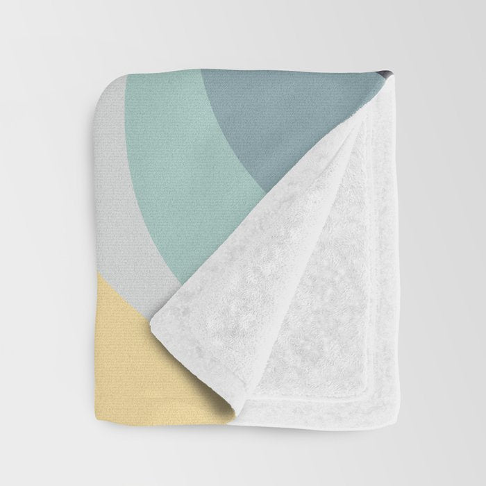 Blue and yellow retro style waves Throw Blanket Gallery Image 3