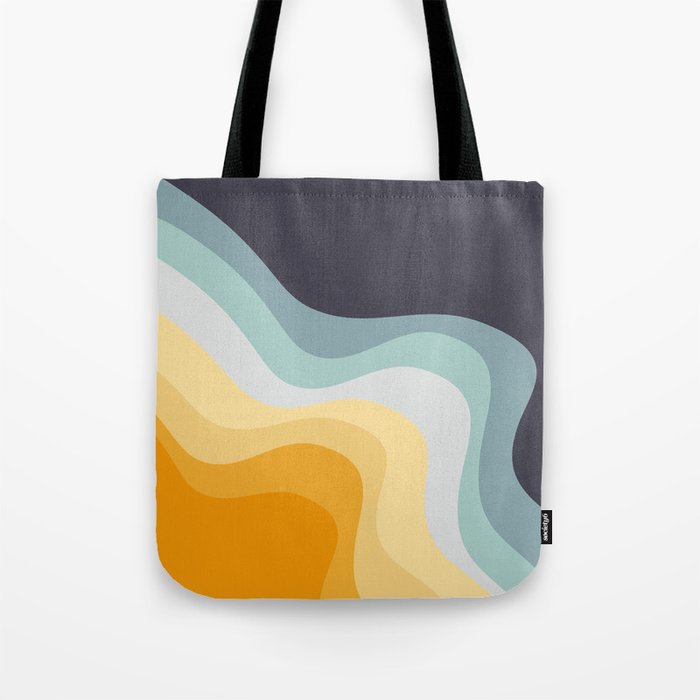 Blue and yellow retro style waves Tote Bag Gallery Image 1