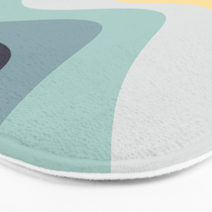 Blue and yellow retro style waves Bath Mat Gallery Image 3