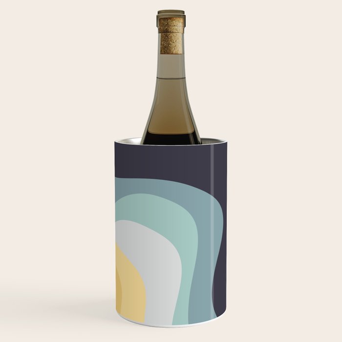 Blue and yellow retro style waves Wine Chiller Gallery Image 3