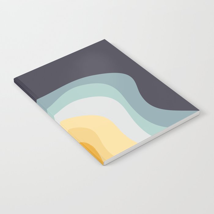 Blue and yellow retro style waves Notebook Gallery Image 2