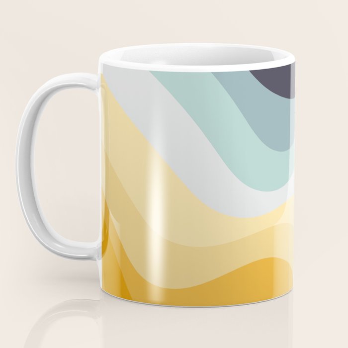 Blue and yellow retro style waves Coffee Mug Gallery Image 3
