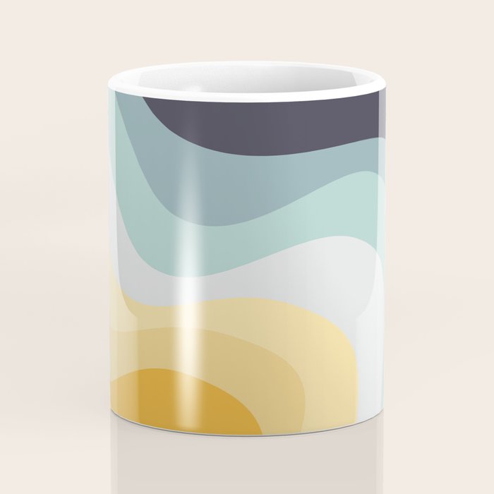 Blue and yellow retro style waves Coffee Mug Gallery Image 4