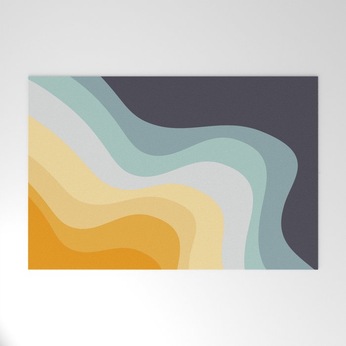 Blue and yellow retro style waves Welcome Mat Gallery Image 1