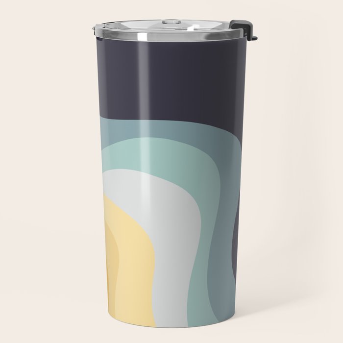 Blue and yellow retro style waves Travel Mug Gallery Image 2