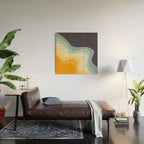 Blue and yellow retro style waves Wood Wall Art Gallery Image 2