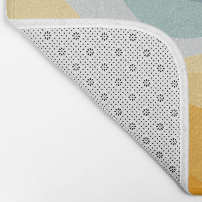 Blue and yellow retro style waves Bath Mat Gallery Image 2