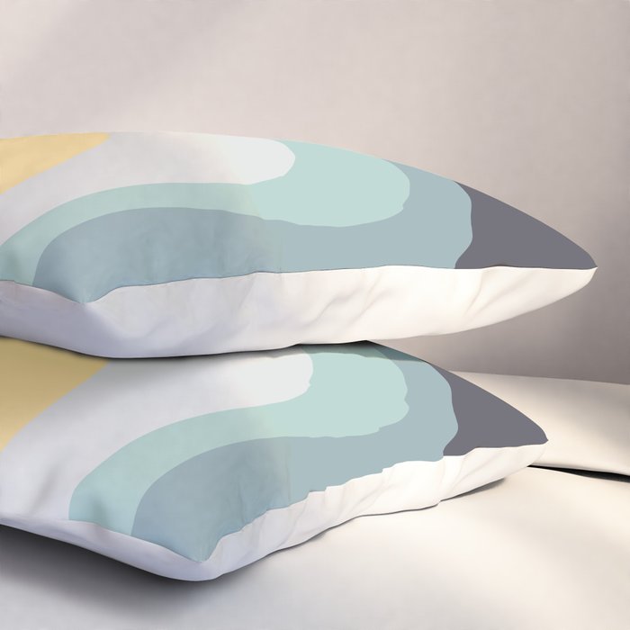 Blue and yellow retro style waves Pillow Sham Gallery Image 3