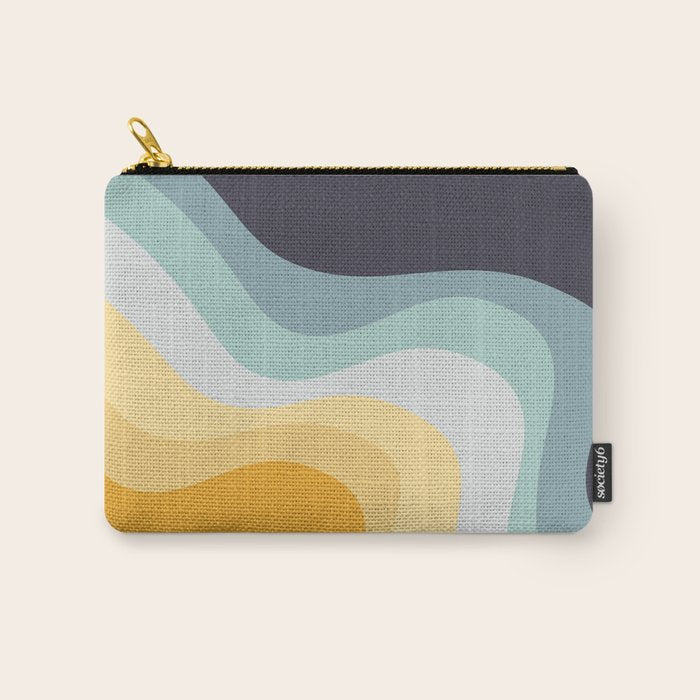 Blue and yellow retro style waves Carry All Pouch Gallery Image 1