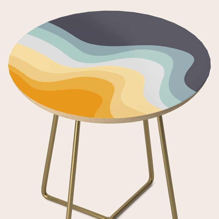 Blue and yellow retro style waves Side Table Gallery Image 2