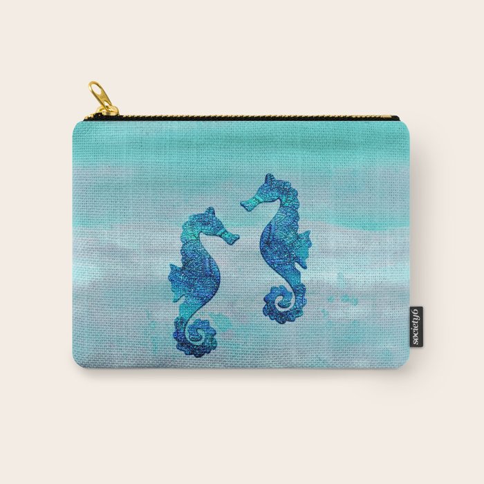 Blue Seahorse Couple Underwater Carry All Pouch Gallery Image 1