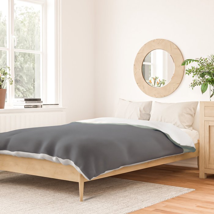 Navy Gray Blue Green Celadon Sage Minimalist Solid Stripe Color Block Pattern Duvet Cover Gallery Image 2