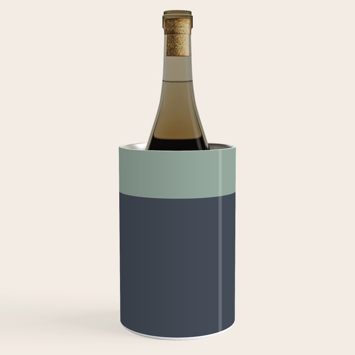 Navy Gray Blue Green Celadon Sage Minimalist Solid Stripe Color Block Pattern Wine Chiller Gallery Image 1