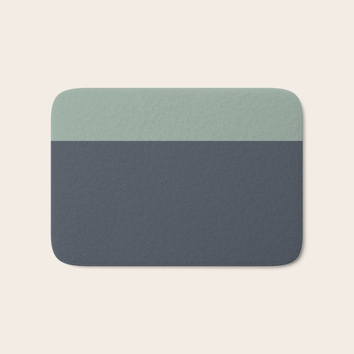 Navy Gray Blue Green Celadon Sage Minimalist Solid Stripe Color Block Pattern Bath Mat Gallery Image 1