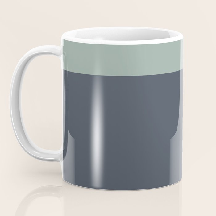 Navy Gray Blue Green Celadon Sage Minimalist Solid Stripe Color Block Pattern Coffee Mug Gallery Image 3
