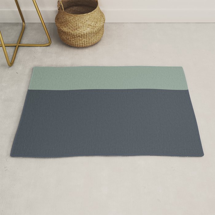 Navy Gray Blue Green Celadon Sage Minimalist Solid Stripe Color Block Pattern Rug Gallery Image 1